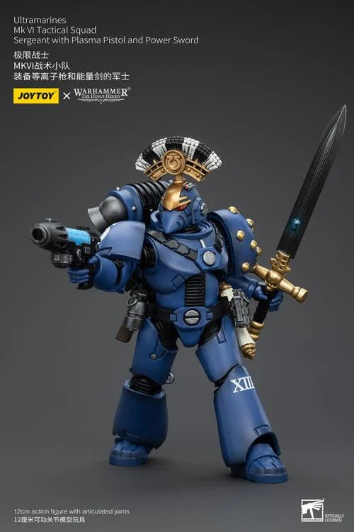 MKVI Tactical Squad Sergeant with Plasma Pistol and Power Sword Warhammer: The Horus Heresy Ultramarines 1/18 Scale Action Figure