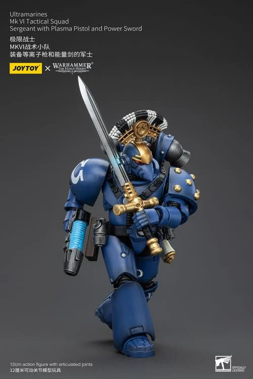 MKVI Tactical Squad Sergeant with Plasma Pistol and Power Sword Warhammer: The Horus Heresy Ultramarines 1/18 Scale Action Figure
