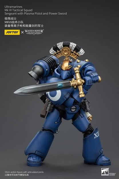 MKVI Tactical Squad Sergeant with Plasma Pistol and Power Sword Warhammer: The Horus Heresy Ultramarines 1/18 Scale Action Figure
