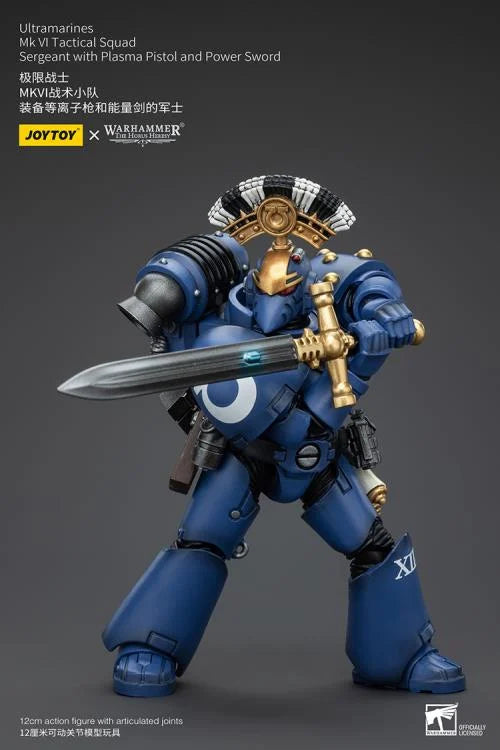 MKVI Tactical Squad Sergeant with Plasma Pistol and Power Sword Warhammer: The Horus Heresy Ultramarines 1/18 Scale Action Figure