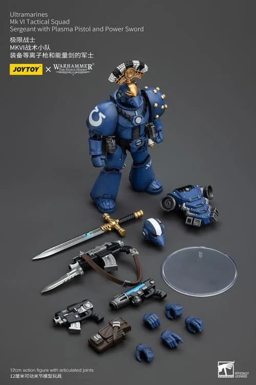 MKVI Tactical Squad Sergeant with Plasma Pistol and Power Sword Warhammer: The Horus Heresy Ultramarines 1/18 Scale Action Figure
