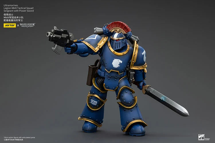 Legion MKIII Tactical Squad Sergeant with Power Sword Warhammer: The Horus Heresy Ultramarines 1/18 Scale Action Figure